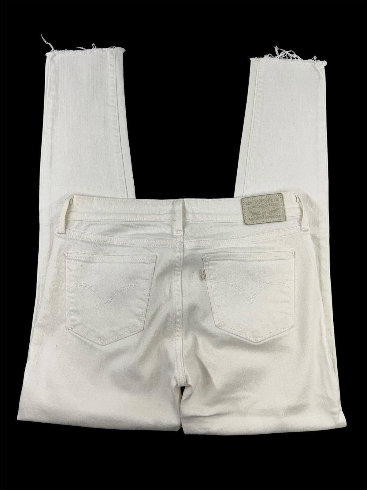 Levi's 711 Skinny White Distressed Denim Jeans Y2K Minimalist Preppy