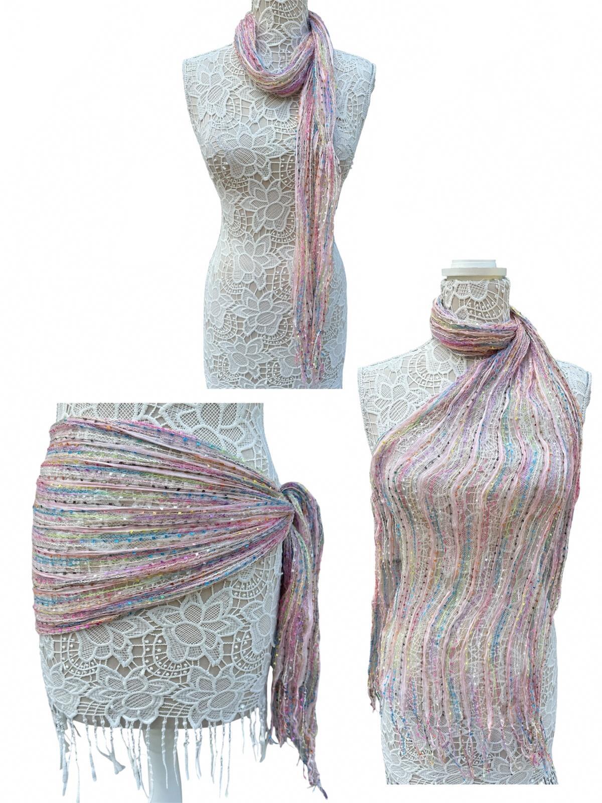 Multicolor Pastel Lightweight Bohemian Scarf Wrap Shawl