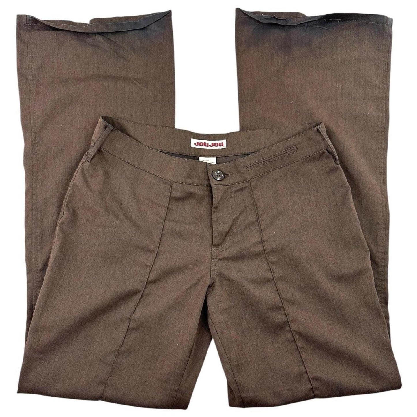 Jou Jou Vintage 90s Mid Rise Brown Flared Trousers Y2K Grunge Coquette