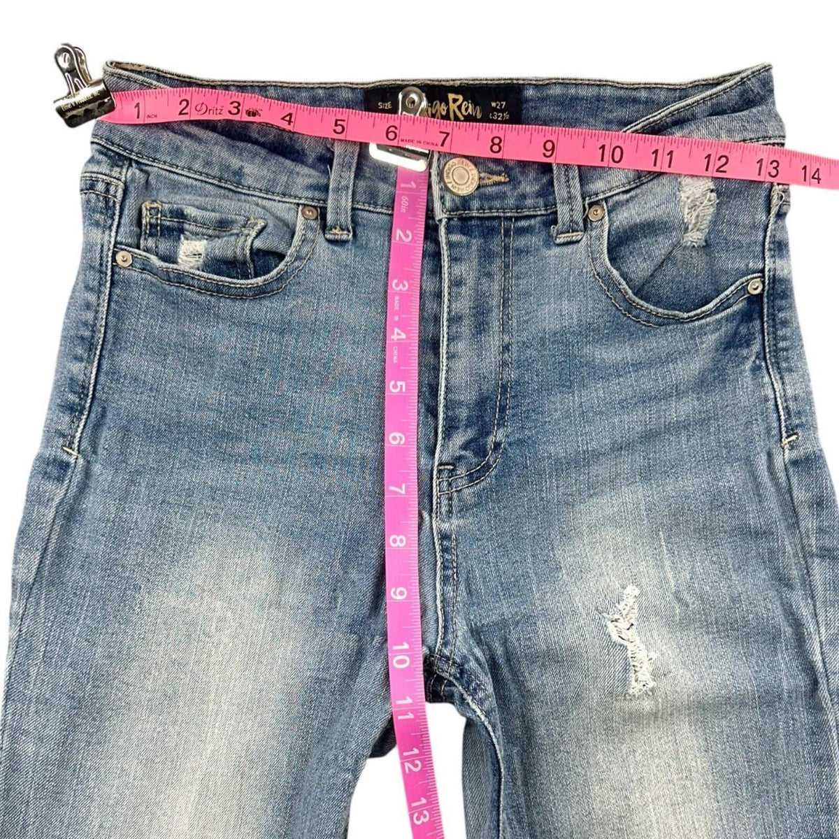 Indigo Rein Distressed Boho Flare Jeans Medium Wash High Rise Y2K