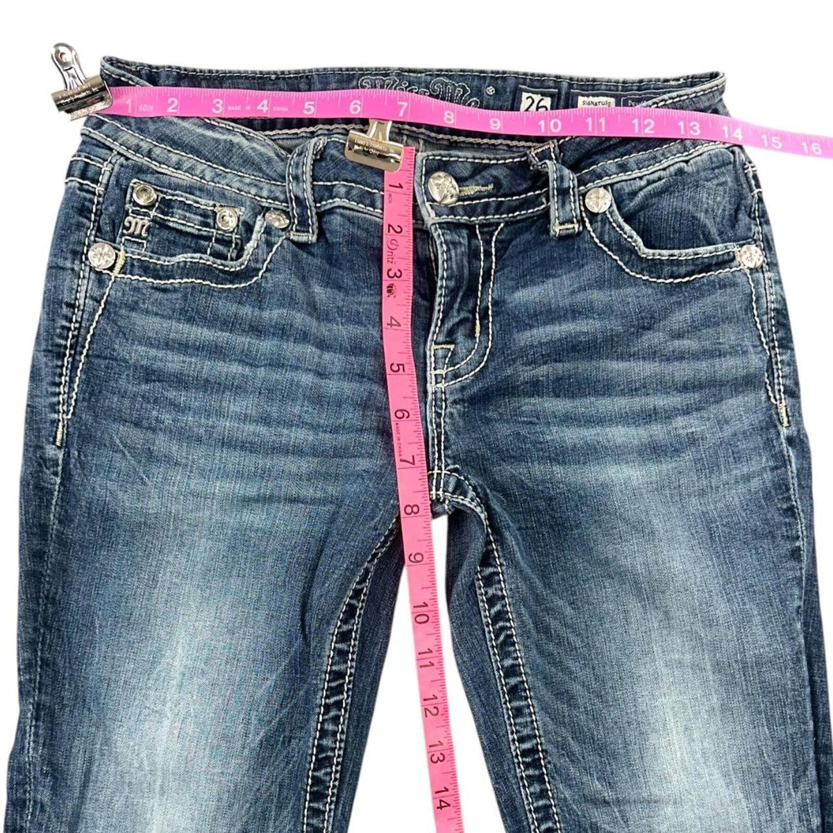 Miss Me Vintage Angel Wing Embellished Bootcut Jeans Y2K Rhinestone Denim