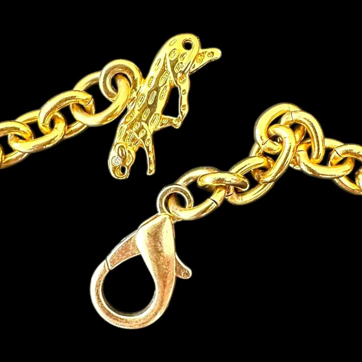 Gold Tone Leopard Charm Chain Necklace