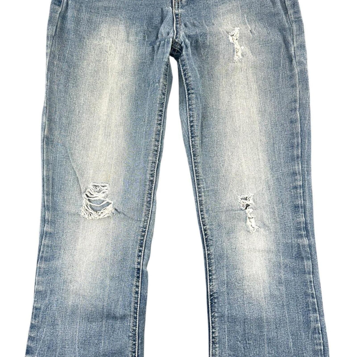 Indigo Rein Distressed Boho Flare Jeans Medium Wash High Rise Y2K
