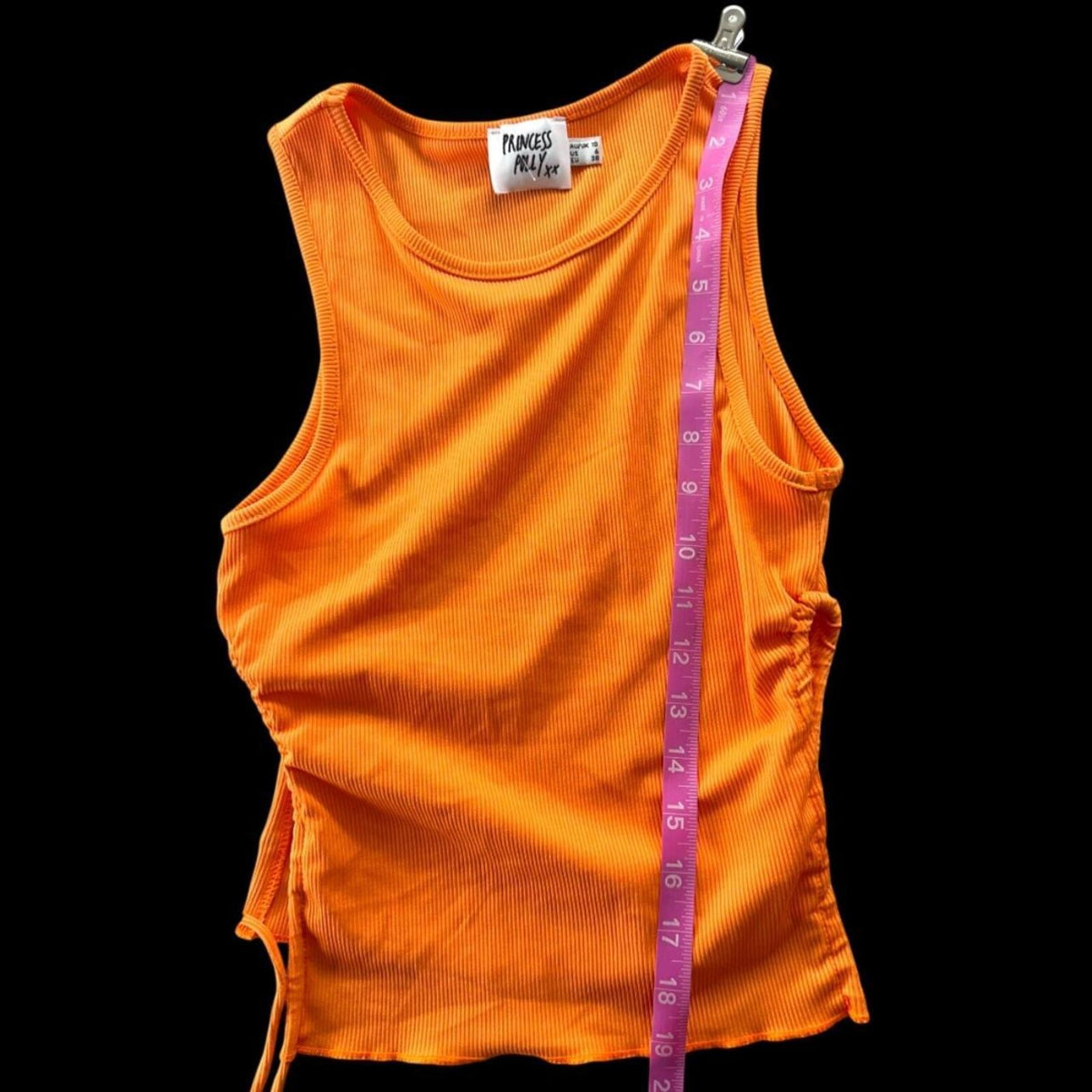 Princess Polly Samara Orange Ribbed Crop Tank Top with Adjustable Side Ties