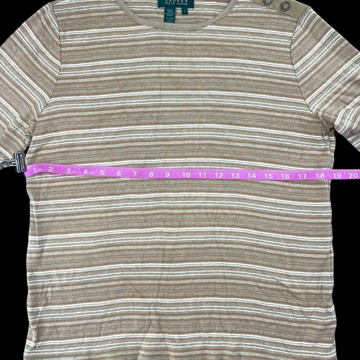 Lauren Ralph Lauren Vintage Striped Long Sleeve Top Brown Tan
