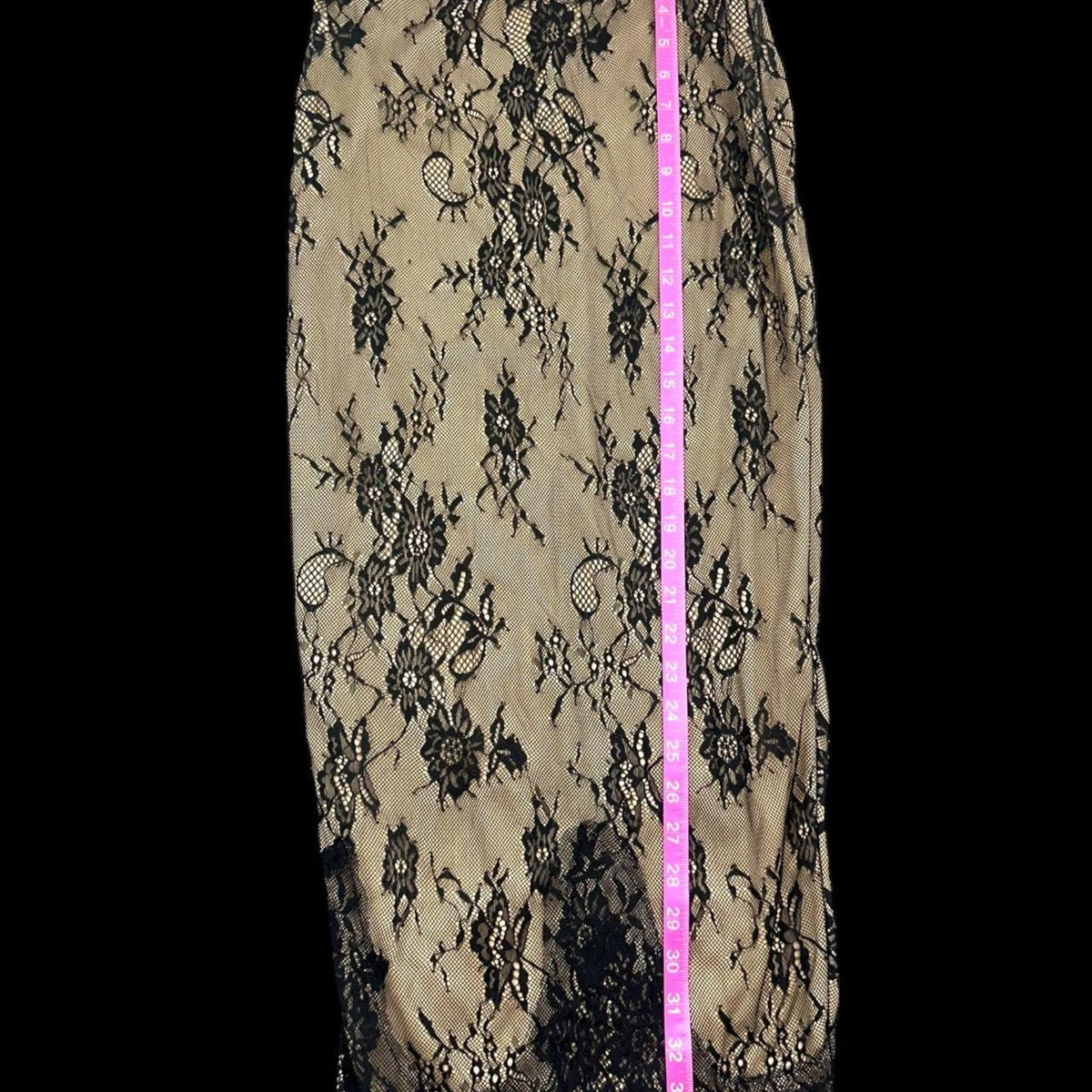 Evening Chantilly Lace Maxi Skirt Cream and Black Elegant Avant
