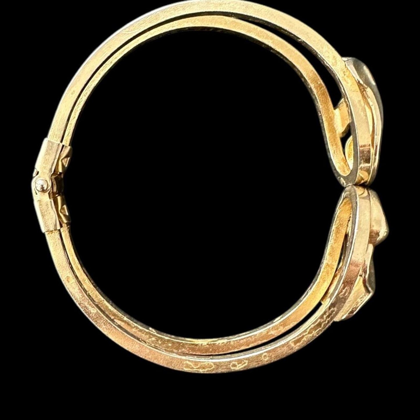 Vintage Silver Tone Sculptural Hinged Bracelet