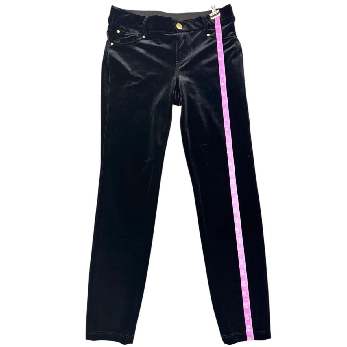 INC International Concepts Y2K Black Velvet Slim Leg Pants Mid Rise