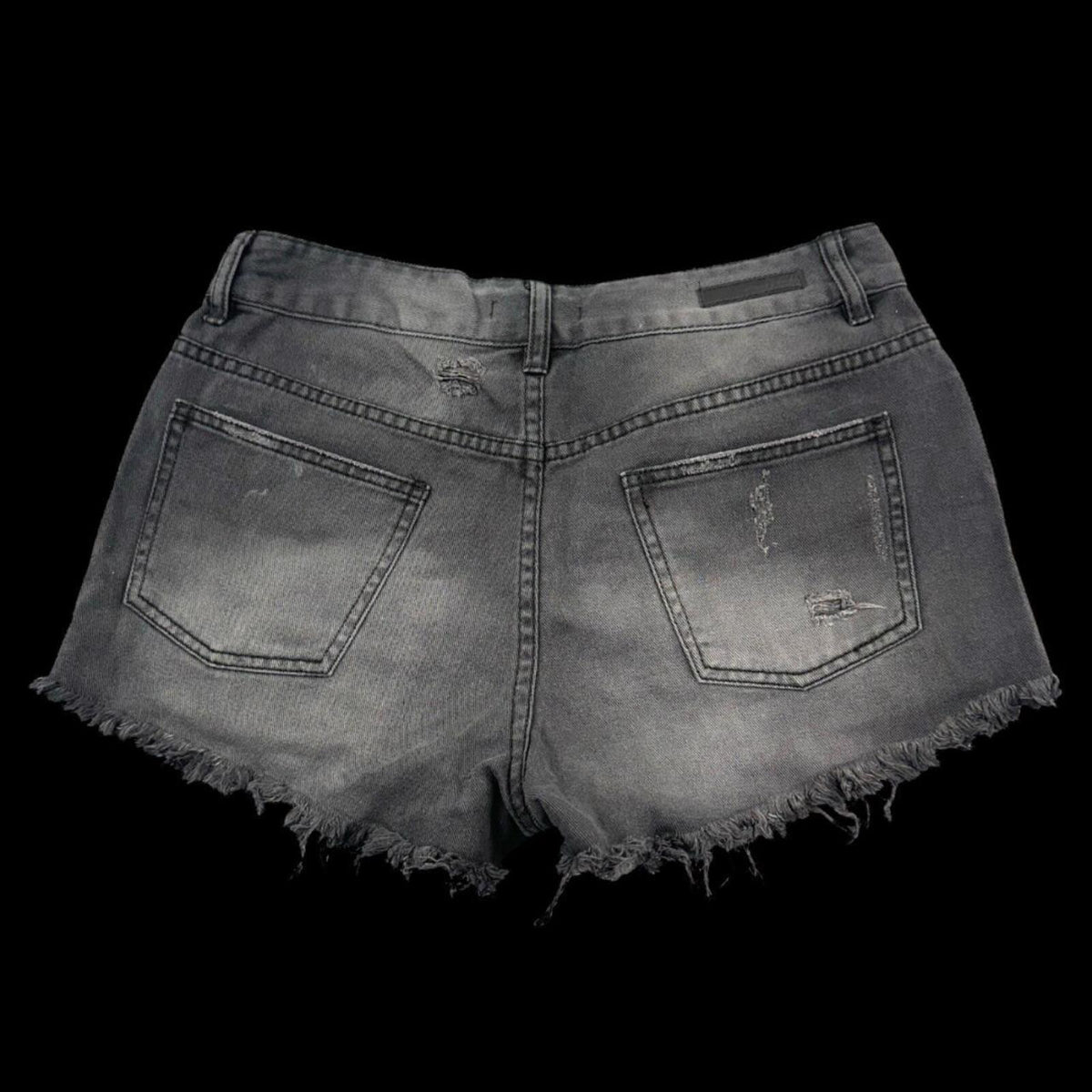 Billabong Distressed Black Denim Shorts Y2K Skater Streetwear Raw Hem