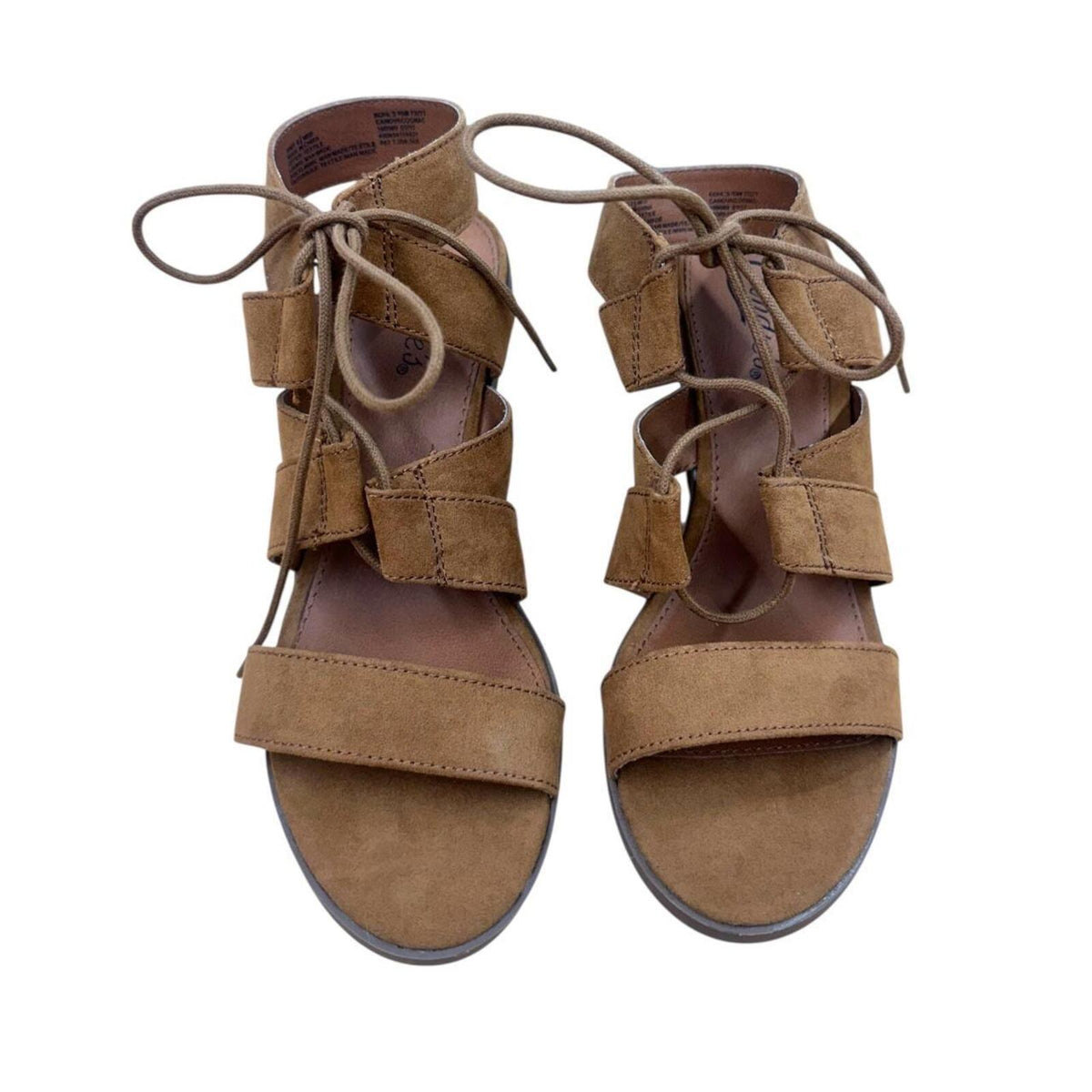 Candie's Canova Cognac Faux Suede Block Heel Gladiator Sandals Boho