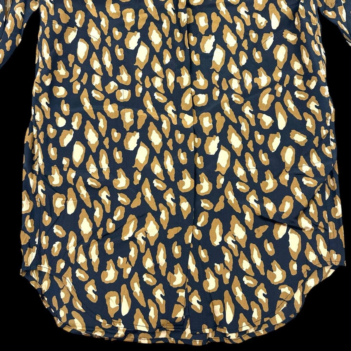 DKNY Leopard Print Shirt Dress Black Brown Y2K Mob Wife Glam