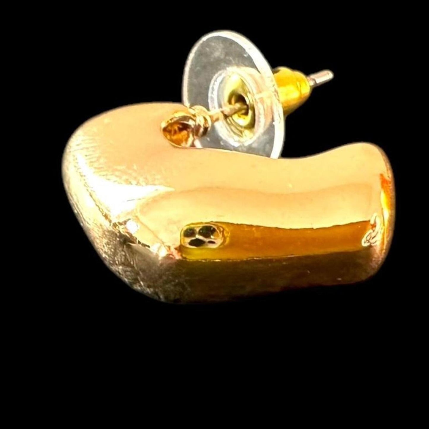 Gold Tone Chunky Hoop Earrings Vintage Style