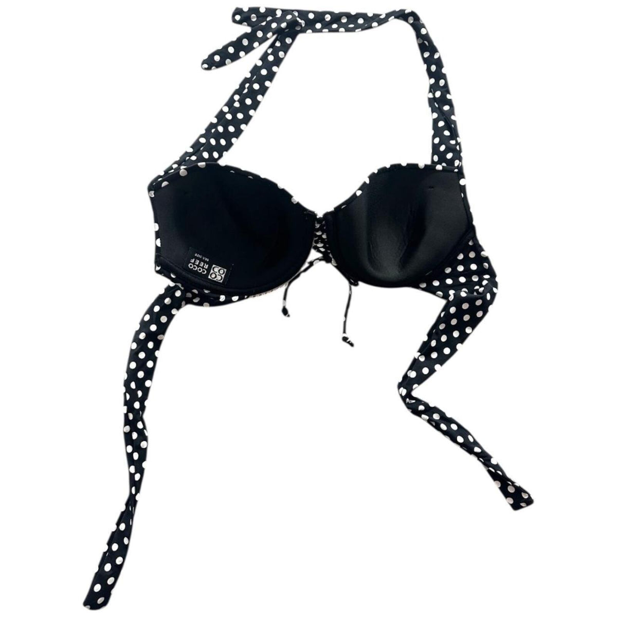 Coco Reef Black White Polka Dot Halter Bikini Top Y2K Coquette Cottage