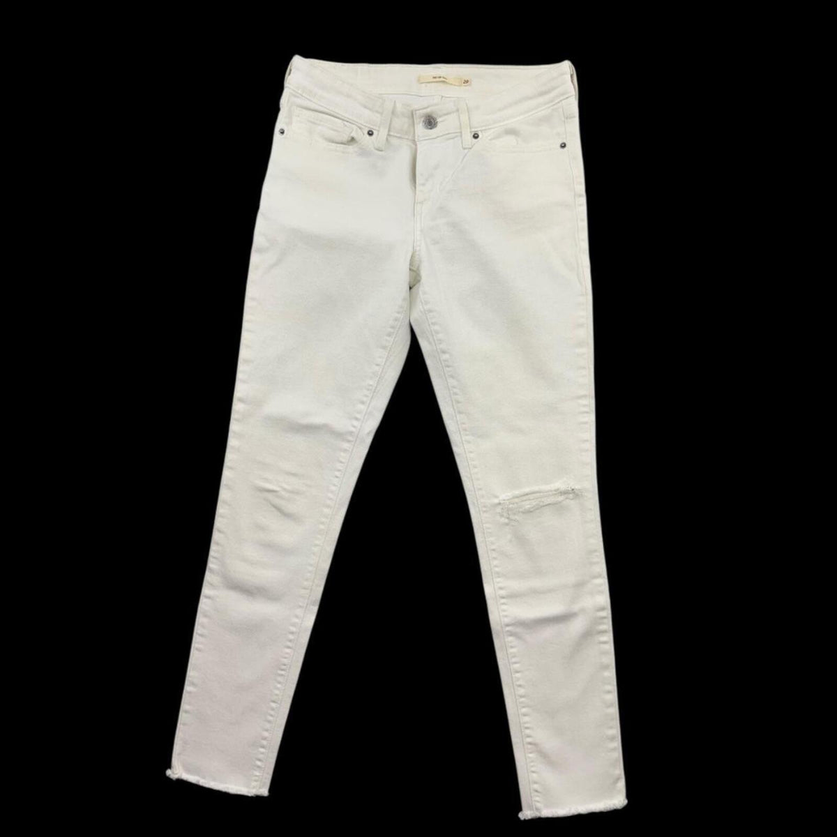 Levi's 711 Skinny White Distressed Denim Jeans Y2K Minimalist Preppy