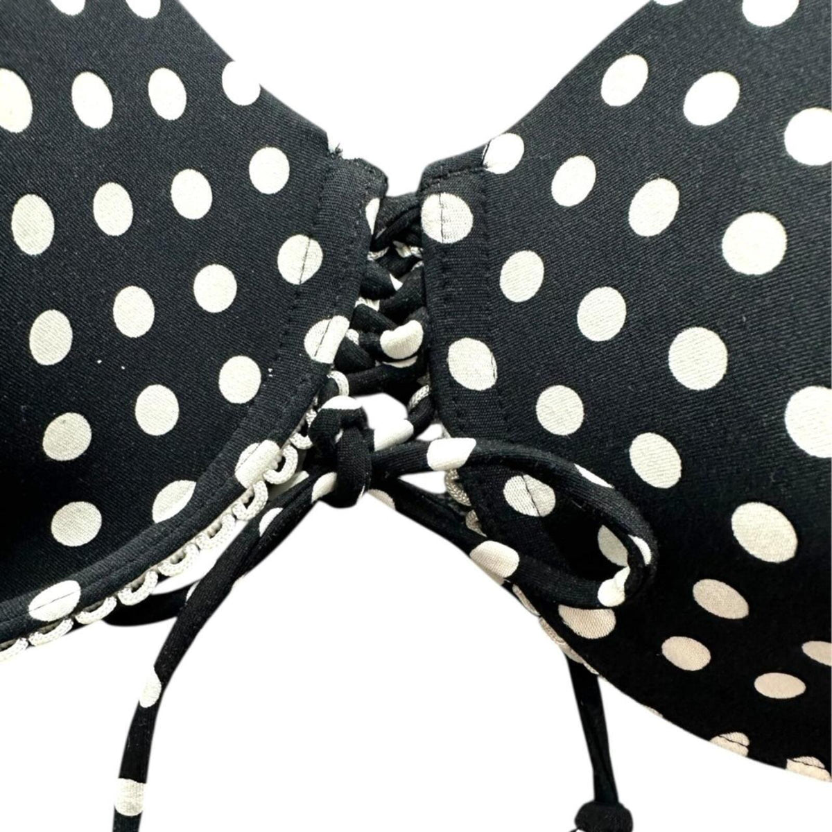 Coco Reef Black White Polka Dot Halter Bikini Top Y2K Coquette Cottage