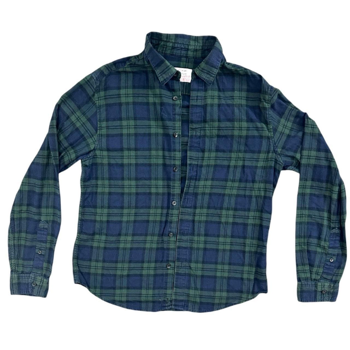 Original Use Blue Green Plaid Flannel Shirt Casual Minimalist Preppy