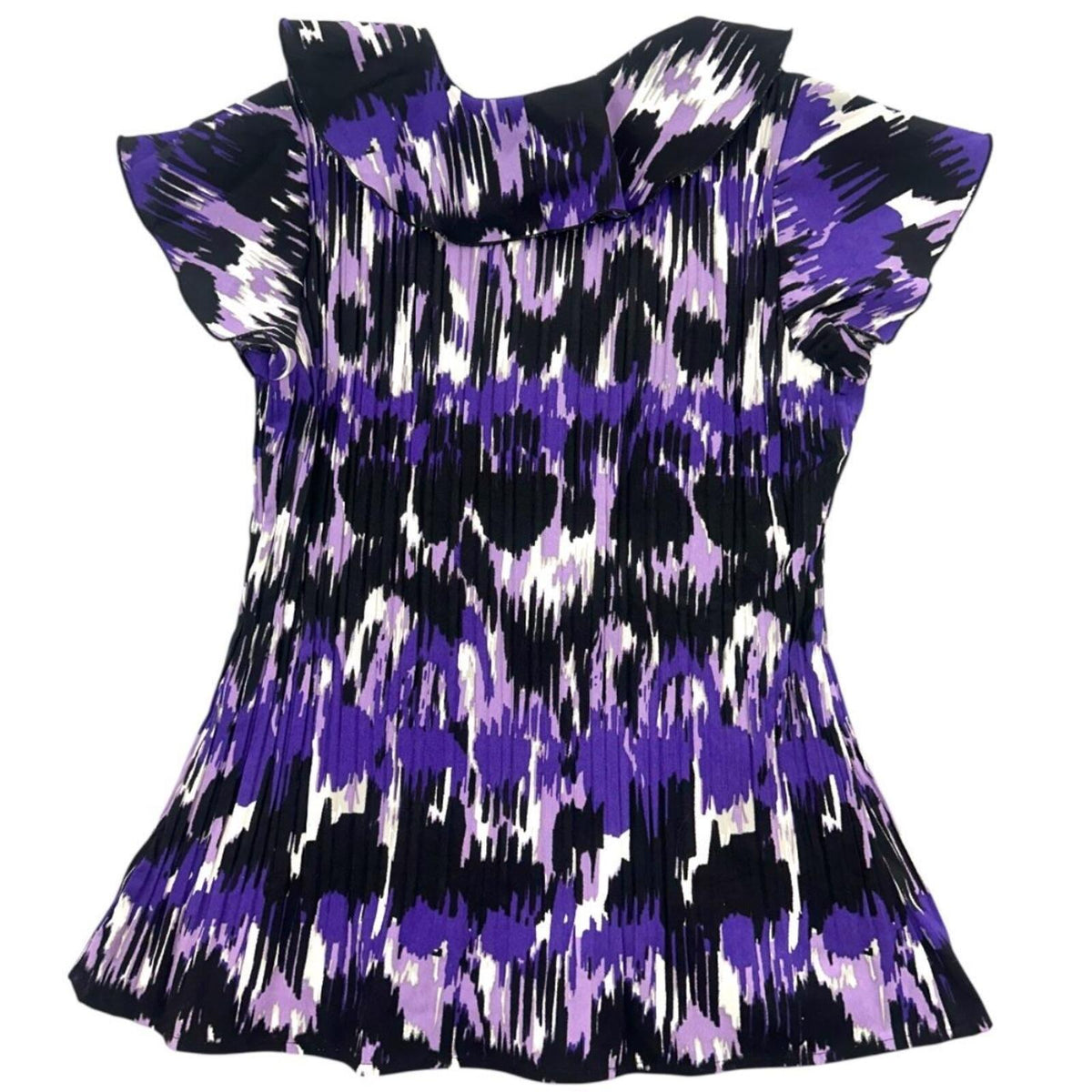 Y2K Abstract Print Ruffled Short Sleeve Blouse