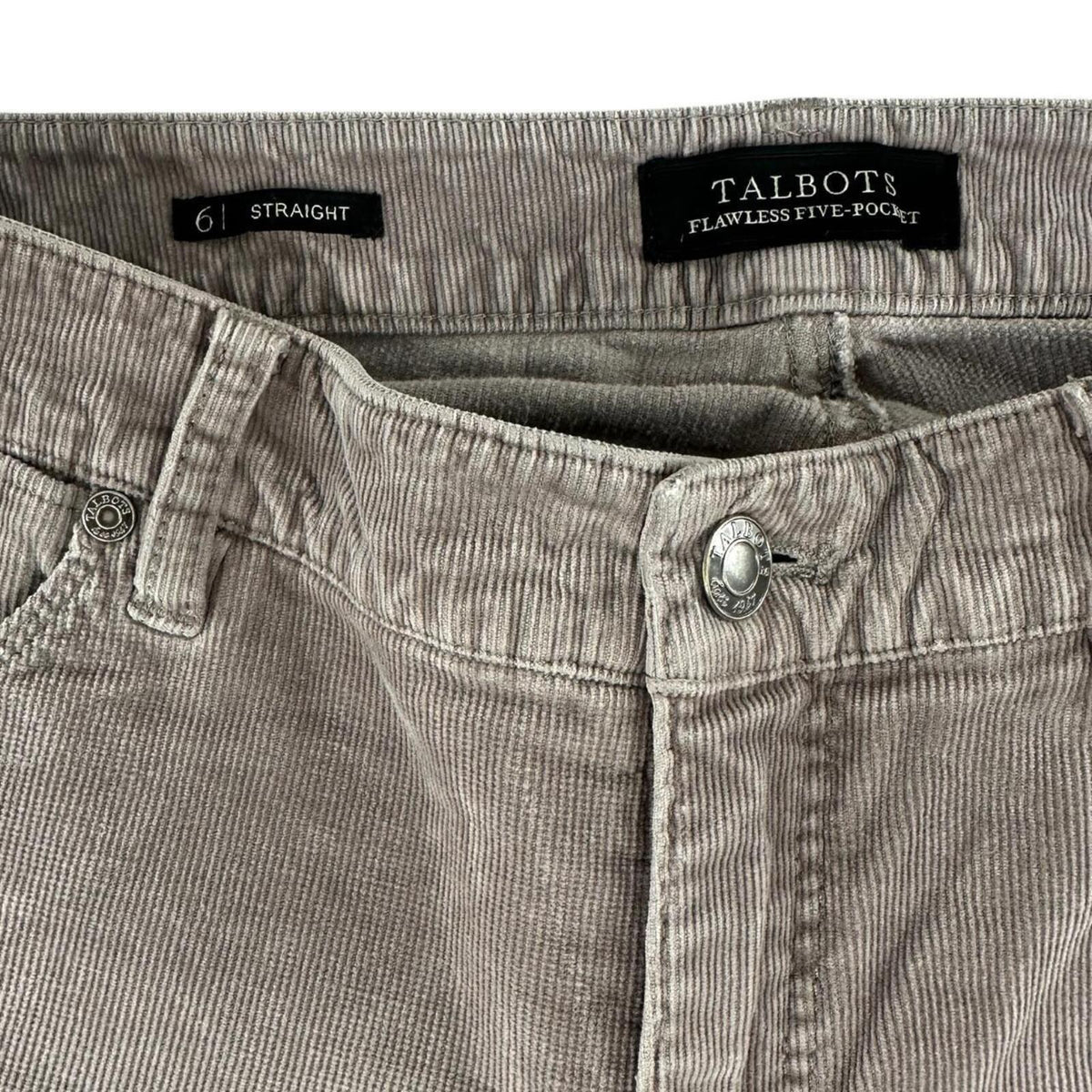 Talbots Light Grey Fine Wale Corduroy Straight Leg Pants Flawless Five