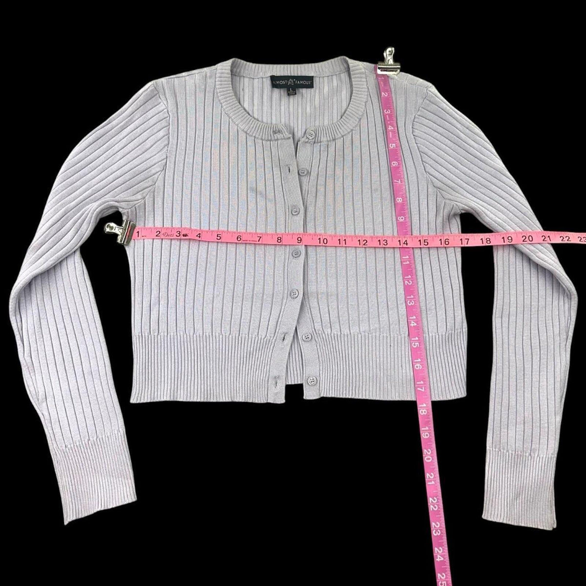 Almost Famous Lavender Ribbed Cropped Cardigan 90s Minimalist Coquette