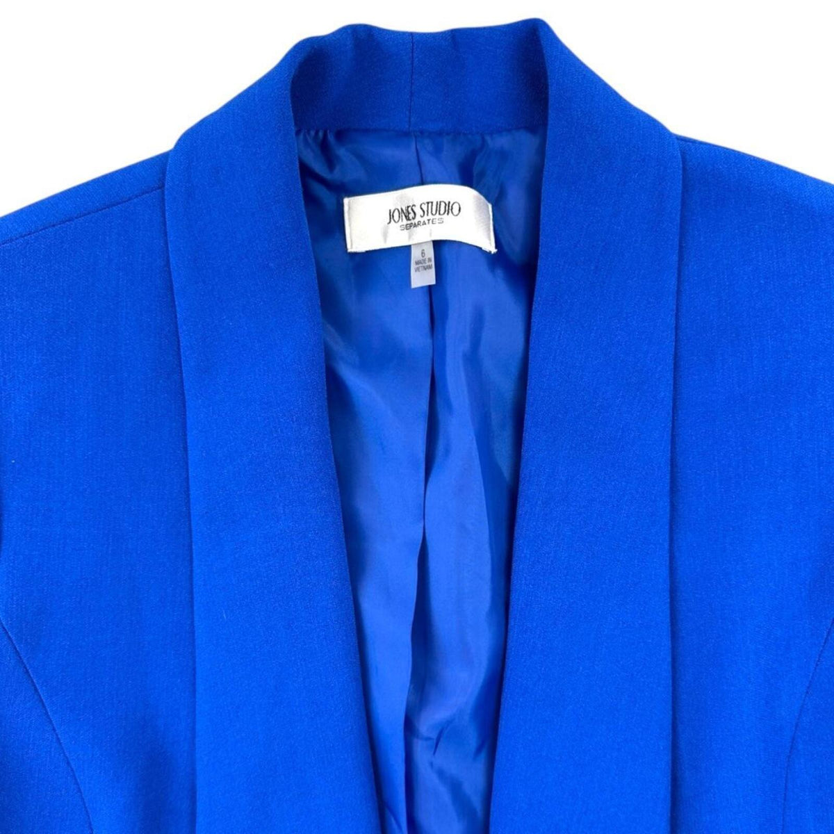 Jones Studio Royal Blue Open Front Blazer and 3/4 Cuffed Sleeves