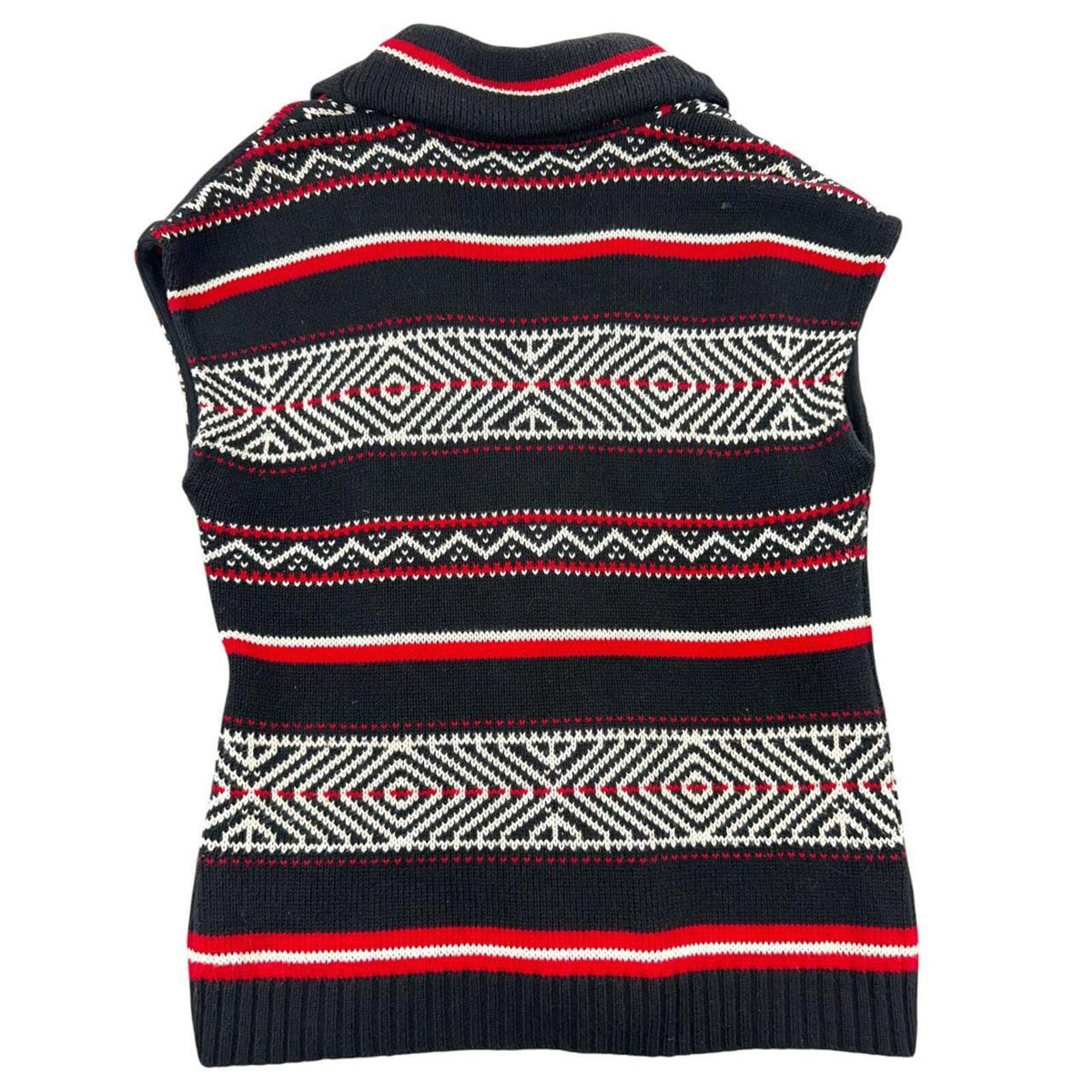 Chaps Geometric Southwestern Sweater Vest with Toggle Closure Black Red White