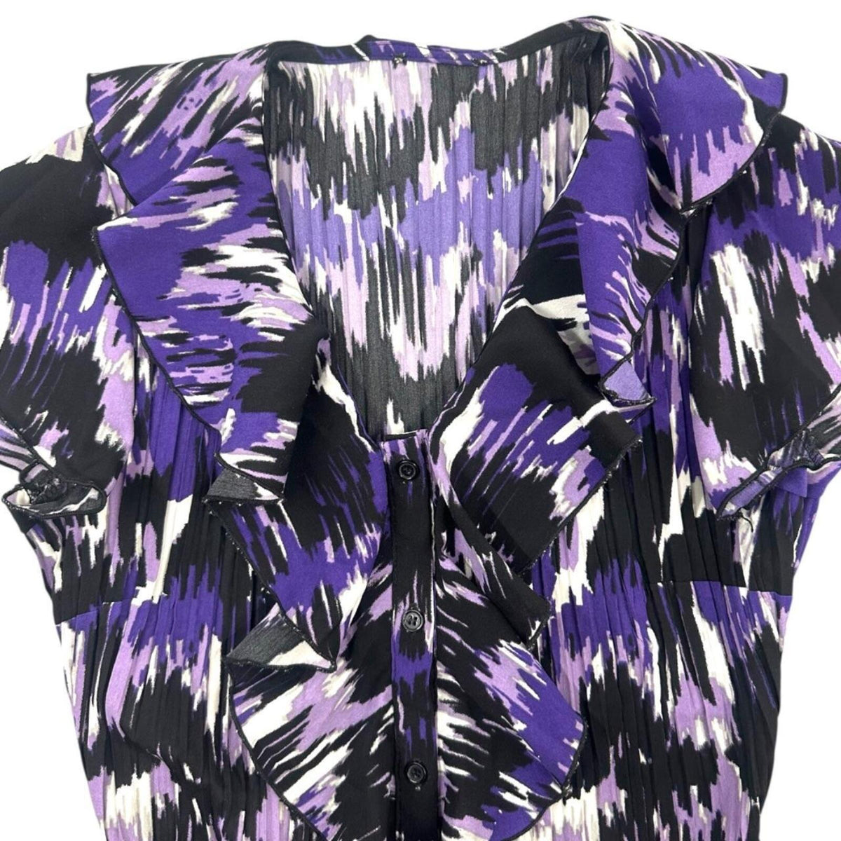 Y2K Abstract Print Ruffled Short Sleeve Blouse