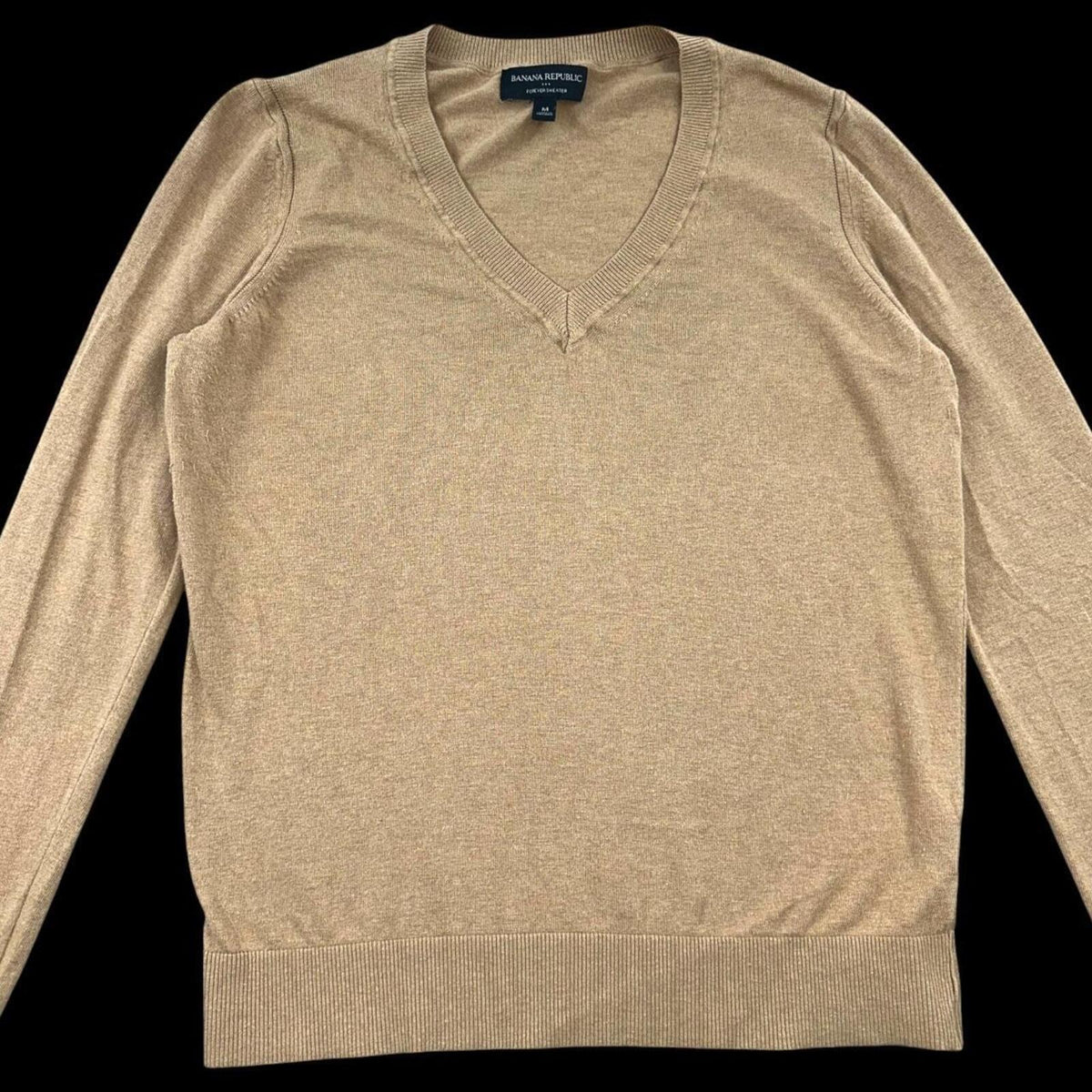 Banana Republic Tan V Neck Sweater Classic Lightweight Knit Pullover