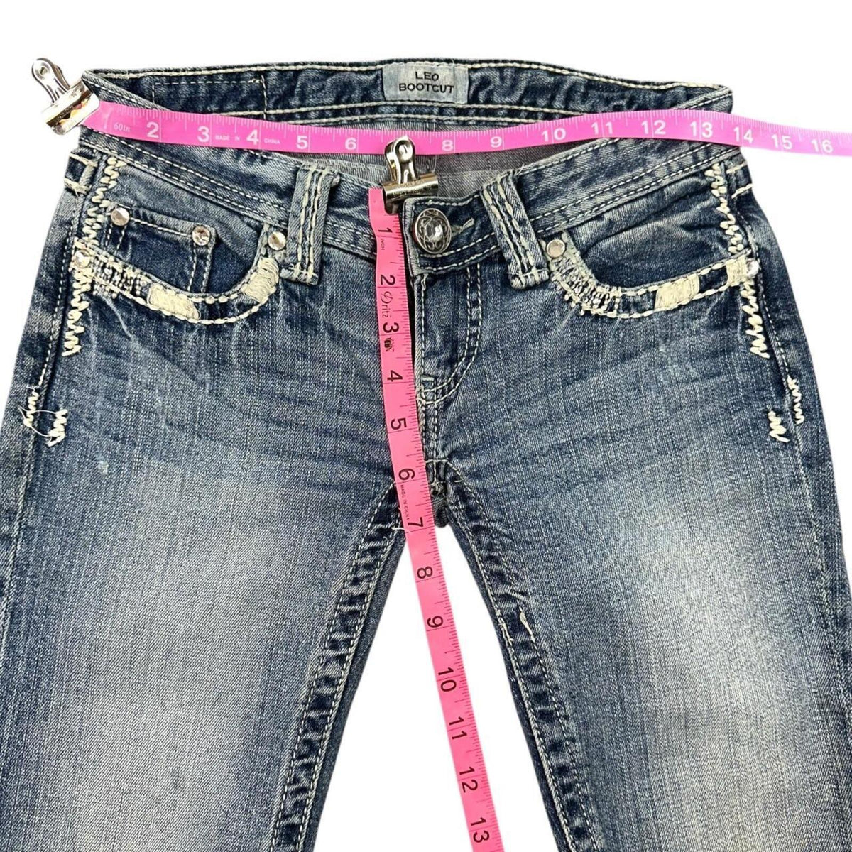Daytrip Y2K Bootcut Jeans with Embroidered Rhinestone Back Pockets