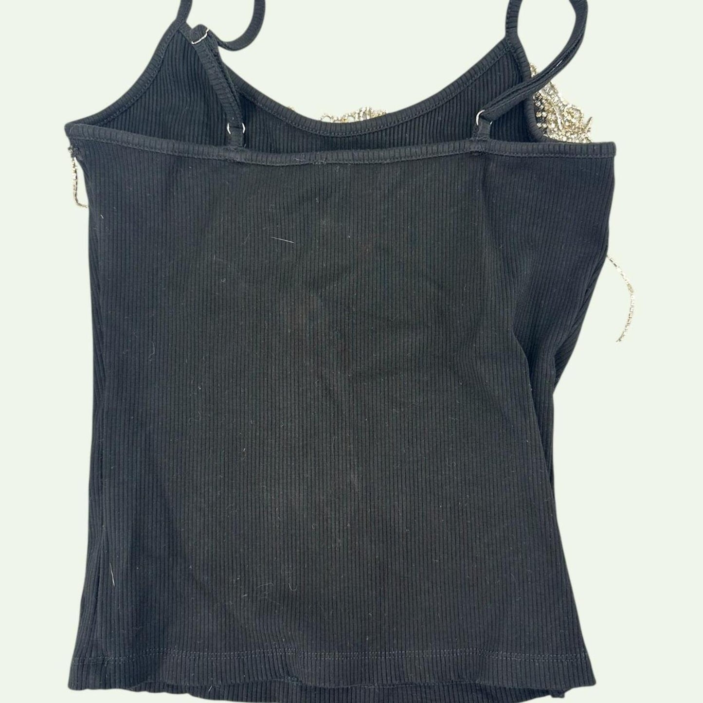 Charlotte Russe Rhinestone Fringe Tank Top Black Y2K Punk Western