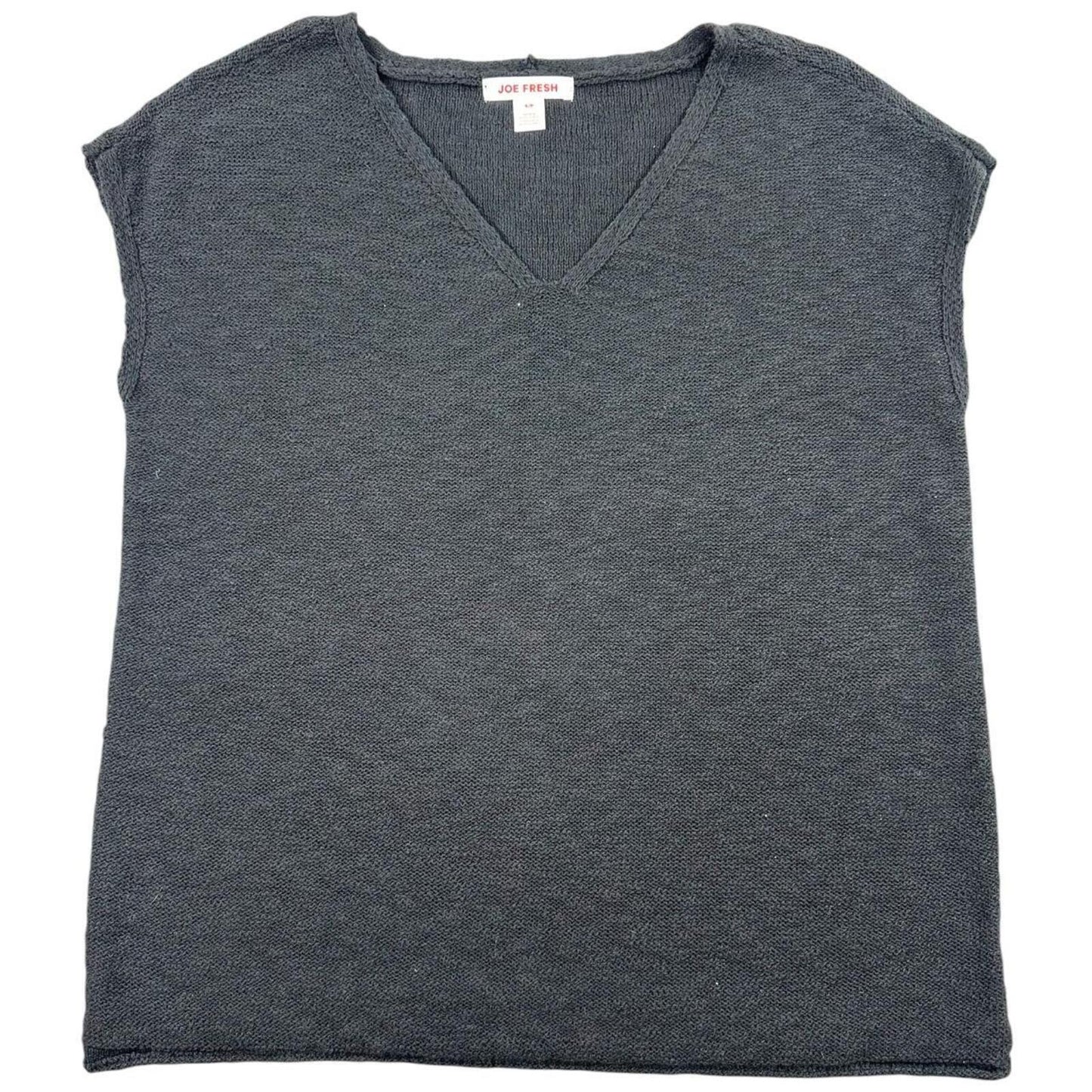 Joe Fresh Black Knit Top V Neck Cap Sleeve Sweater Vest Minimalist Y2K