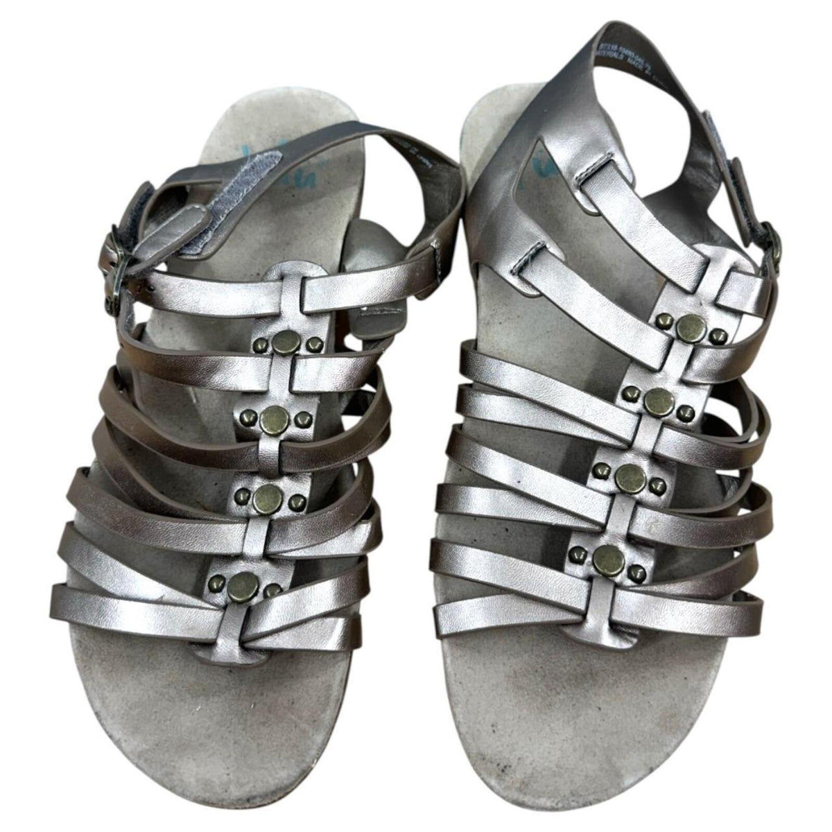 Yuu Strappy Gladiator Wedge Sandals Silver Gray Bohemian Fairy
