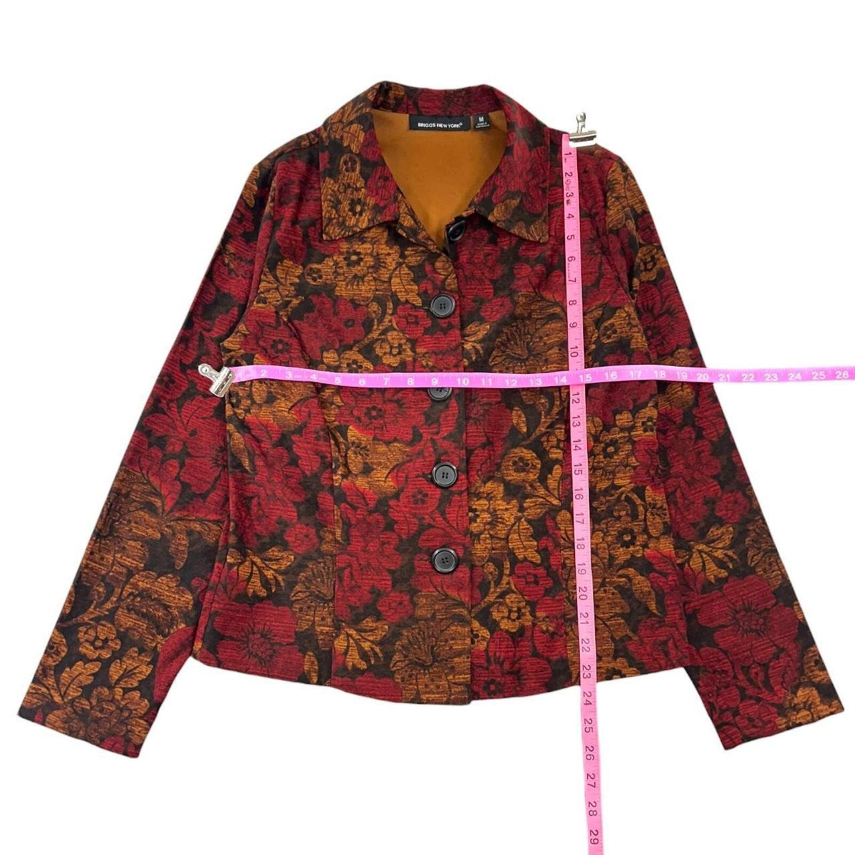 Vintage 90s Briggs New York Floral Tapestry Blazer Red Gold