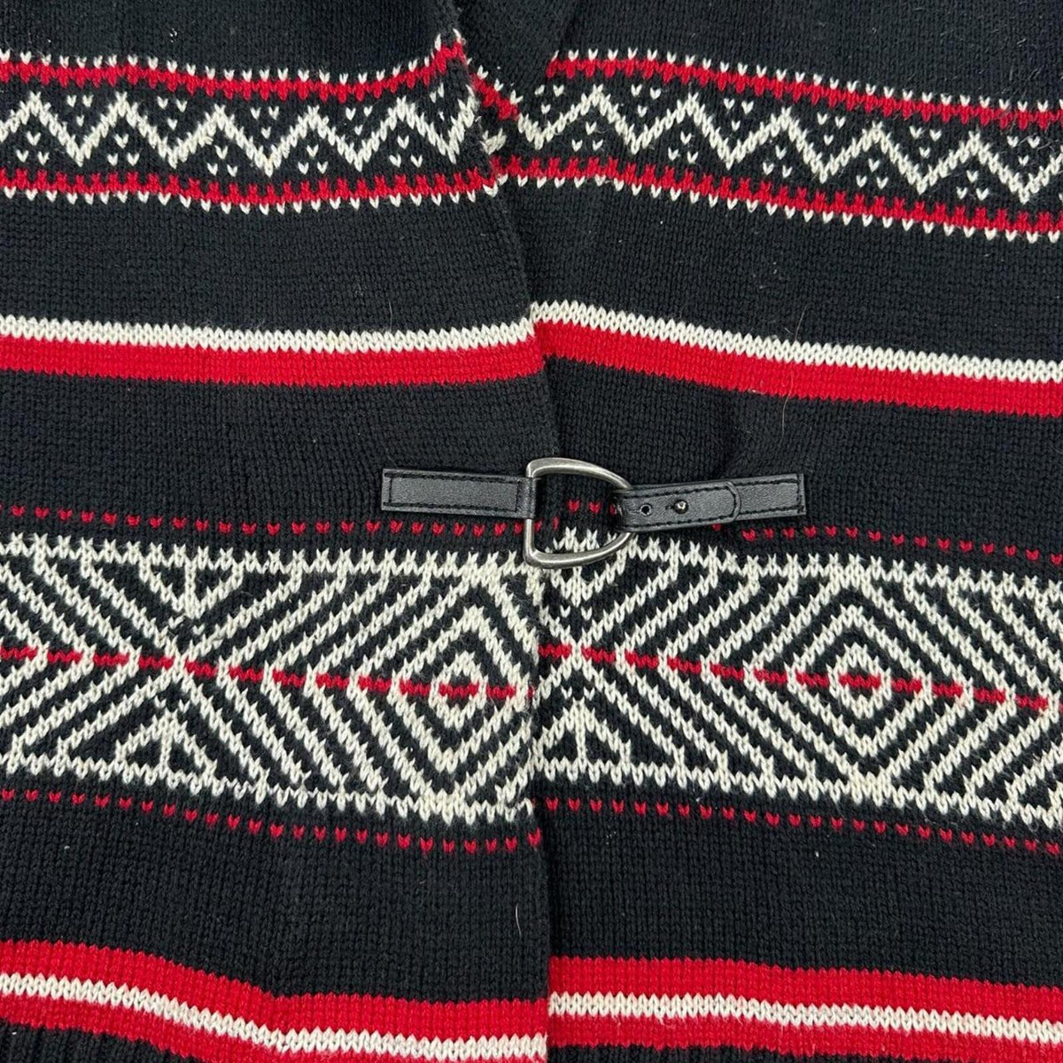 Chaps Geometric Southwestern Sweater Vest with Toggle Closure Black Red White