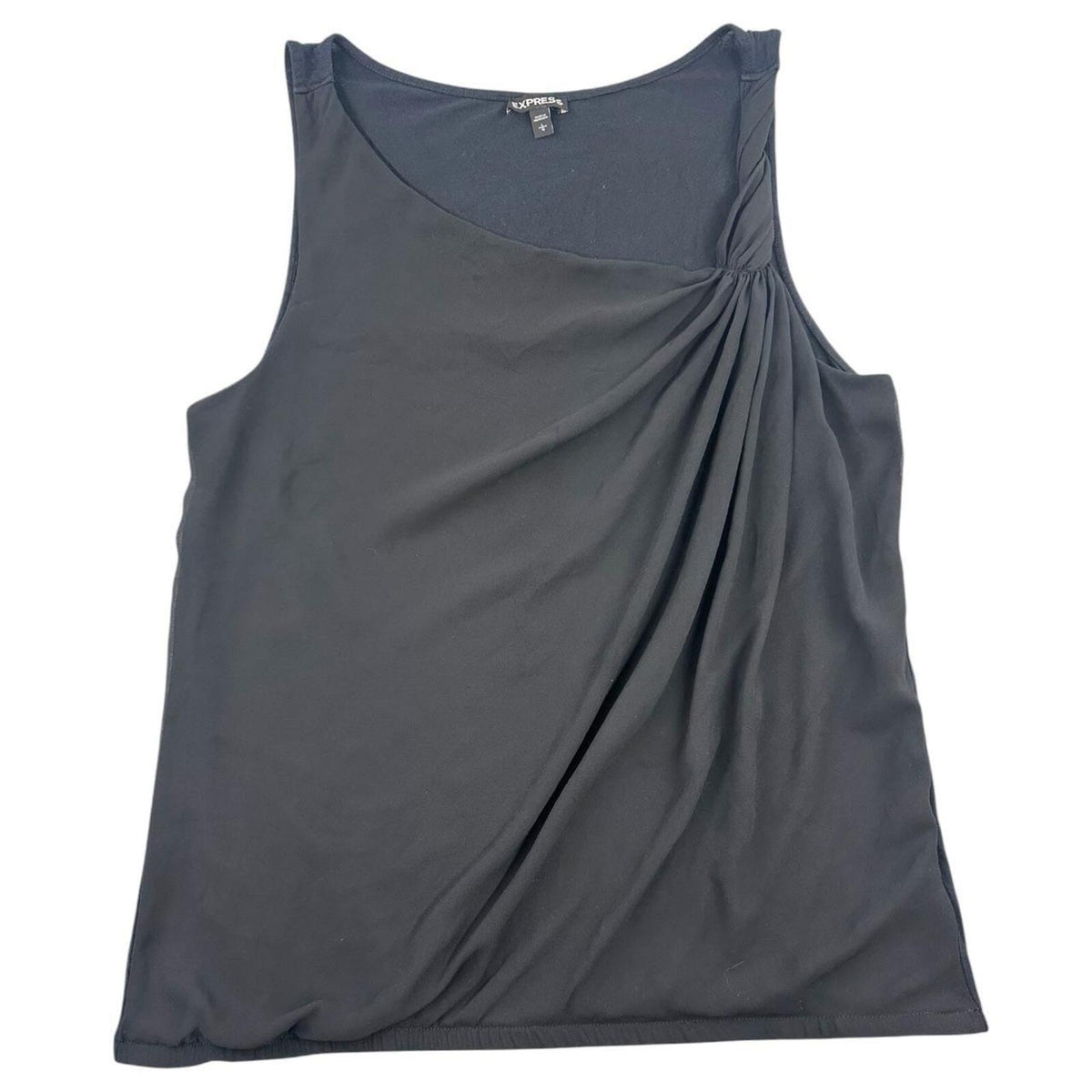 Express Black Asymmetrical Draped Tank Top Office Siren Y2K Minimalist