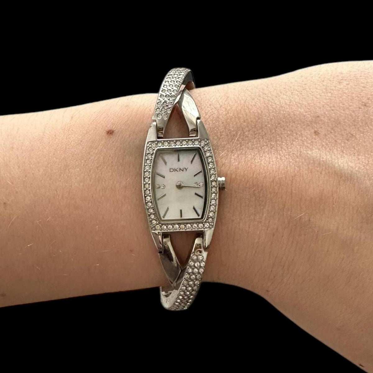 DKNY Silver Tone Crystal Accent Women's Bracelet Watch