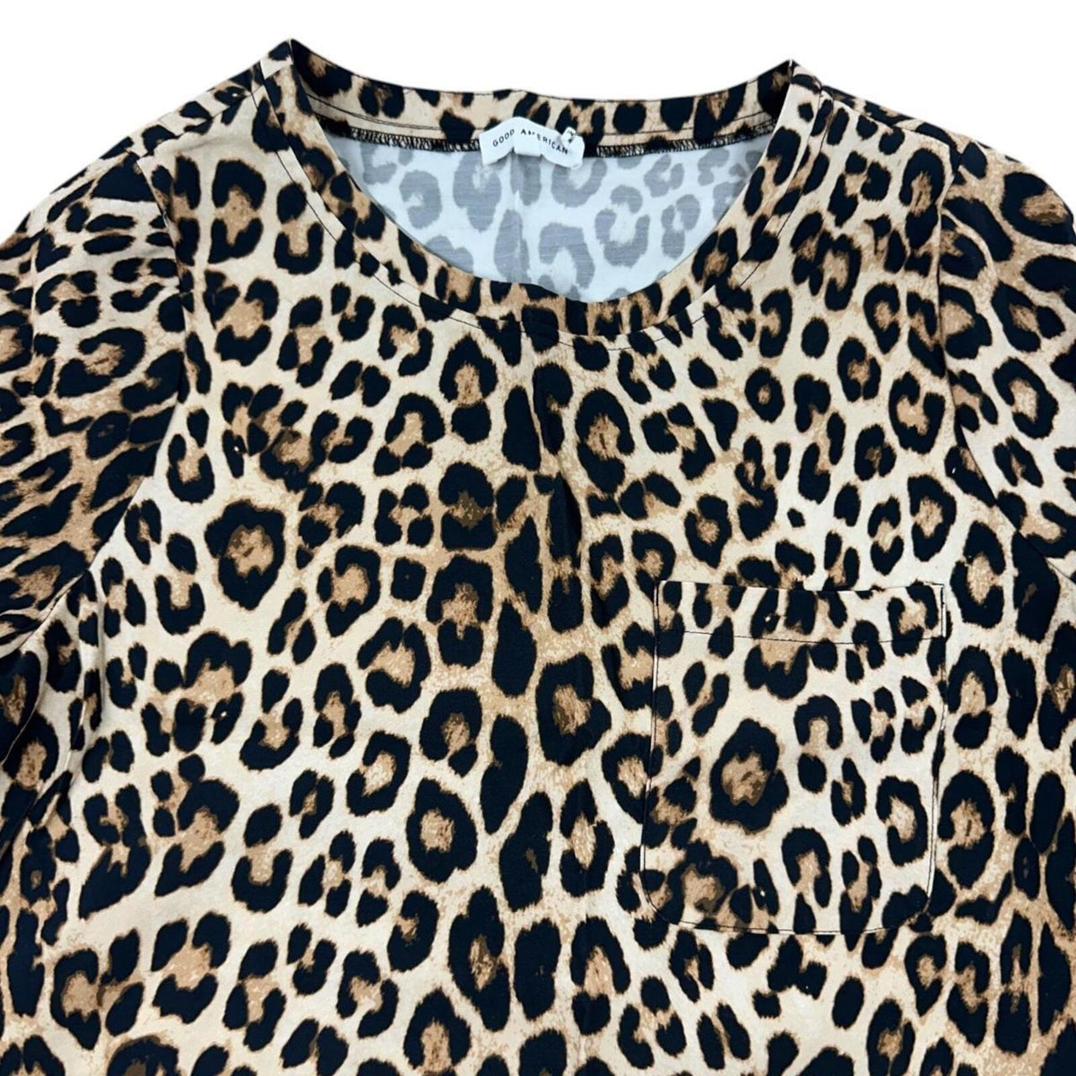 Good American Leopard Print Woven Pocket T Shirt