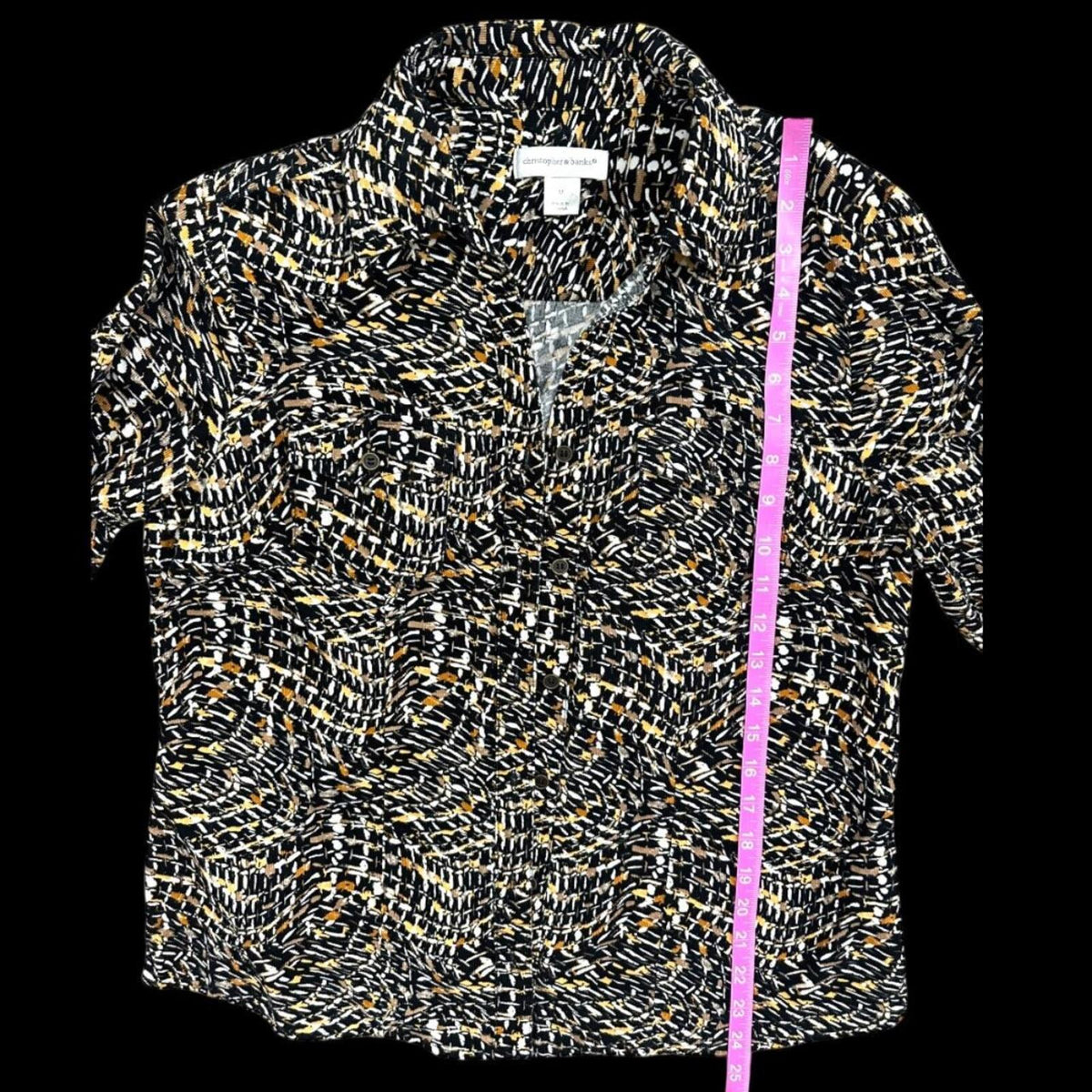 Christopher & Banks Button Front Jacket in Abstract Black White & Gold