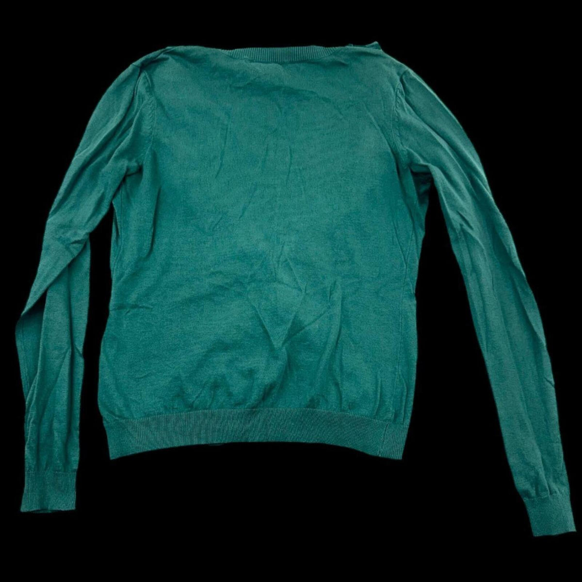 Bisou Bisou Green Teal Ruffle Trim Cotton Cardigan Bohemian