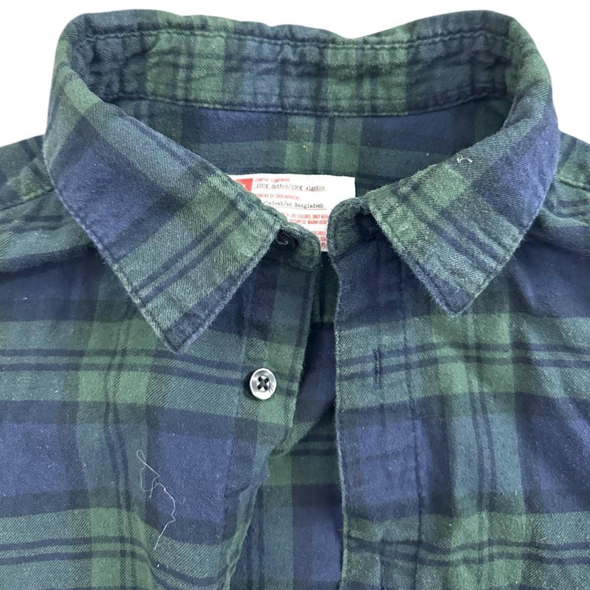 Original Use Blue Green Plaid Flannel Shirt Casual Minimalist Preppy