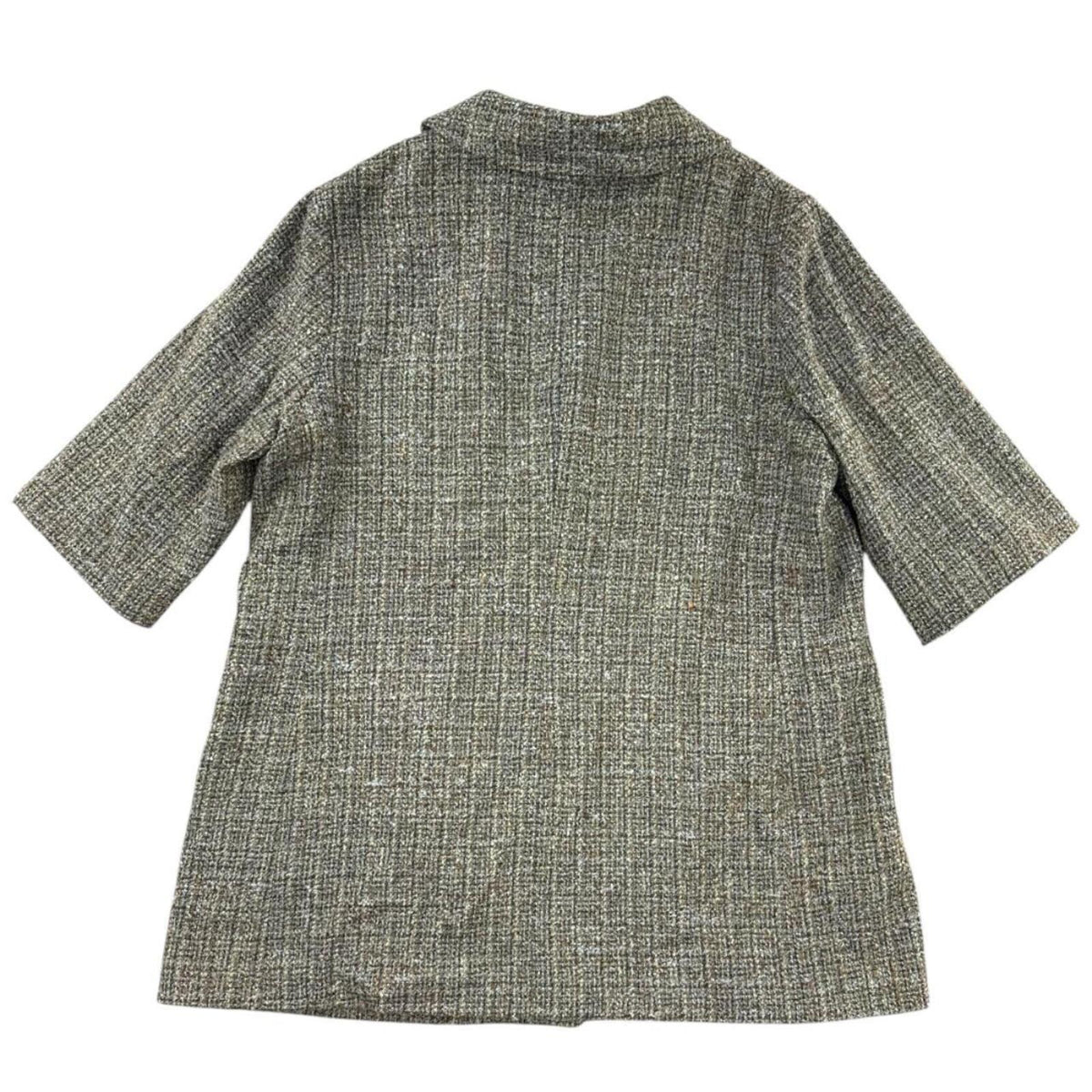 J. Jill Green Gray Tweed Short Sleeve Jacket Classic Preppy Minimalist