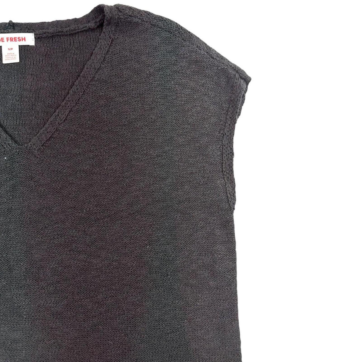 Joe Fresh Black Knit Top V Neck Cap Sleeve Sweater Vest Minimalist Y2K