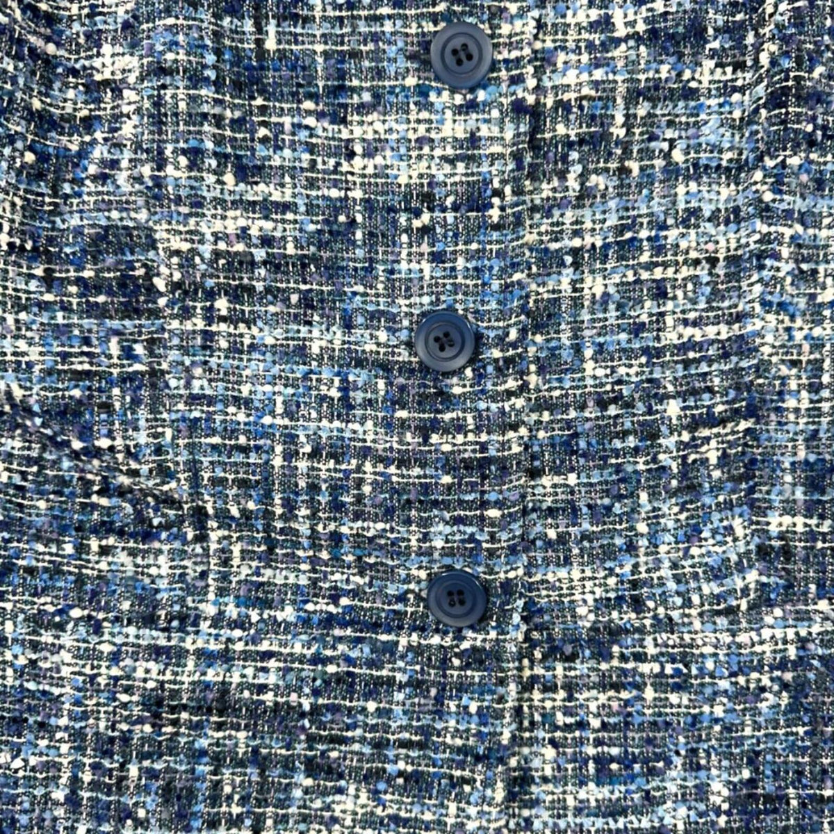 Coldwater Creek Blue Tweed Boucle Blazer Vintage Inspired Preppy Minimalist