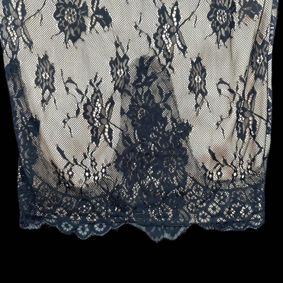 Evening Chantilly Lace Maxi Skirt Cream and Black Elegant Avant