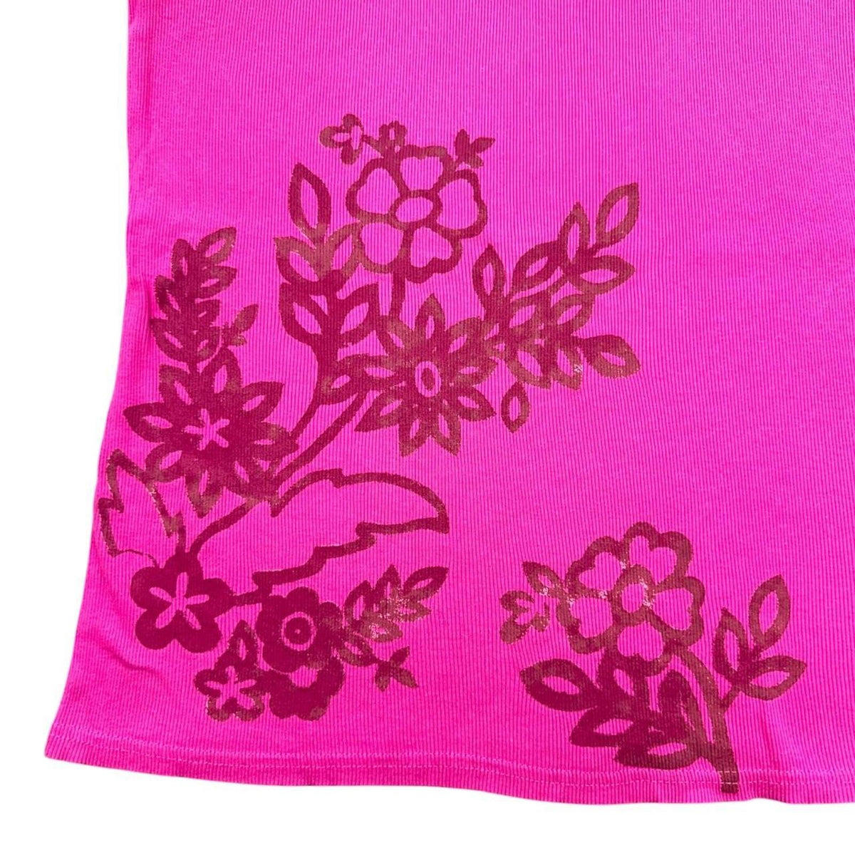 Basic Editions Hot Pink Ribbed Graphic Tank Top