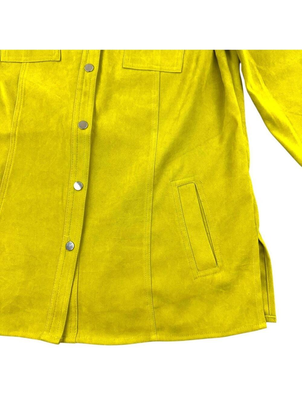 JM Collection Chartreuse Green Faux Suede Shacket Bohemian Retro