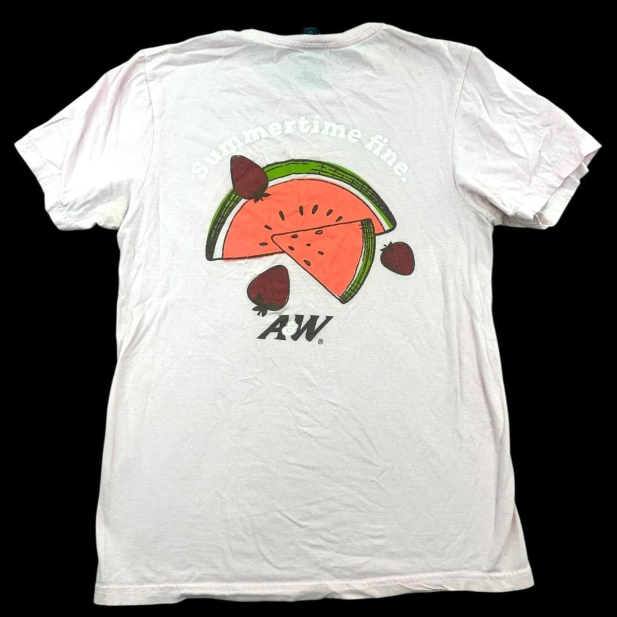 Y2K Retro A&W T-Shirt with Watermelon & Strawberry Graphic