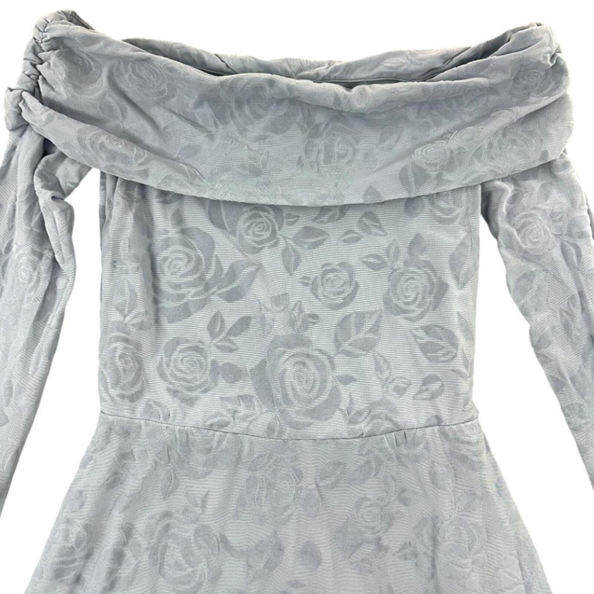 Wild Fable Blue Grey Velvet Rose Floral Off Shoulder Mini Dress