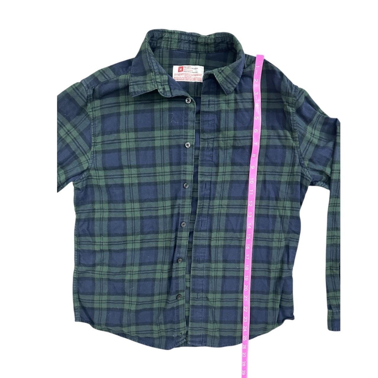 Original Use Blue Green Plaid Flannel Shirt Casual Minimalist Preppy