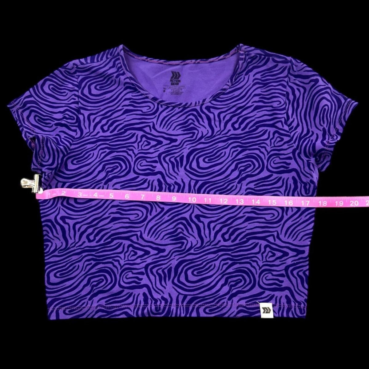 Action Gear Purple Zebra Swirl Crop Top Vintage Inspired Y2K Sporty Loungewear