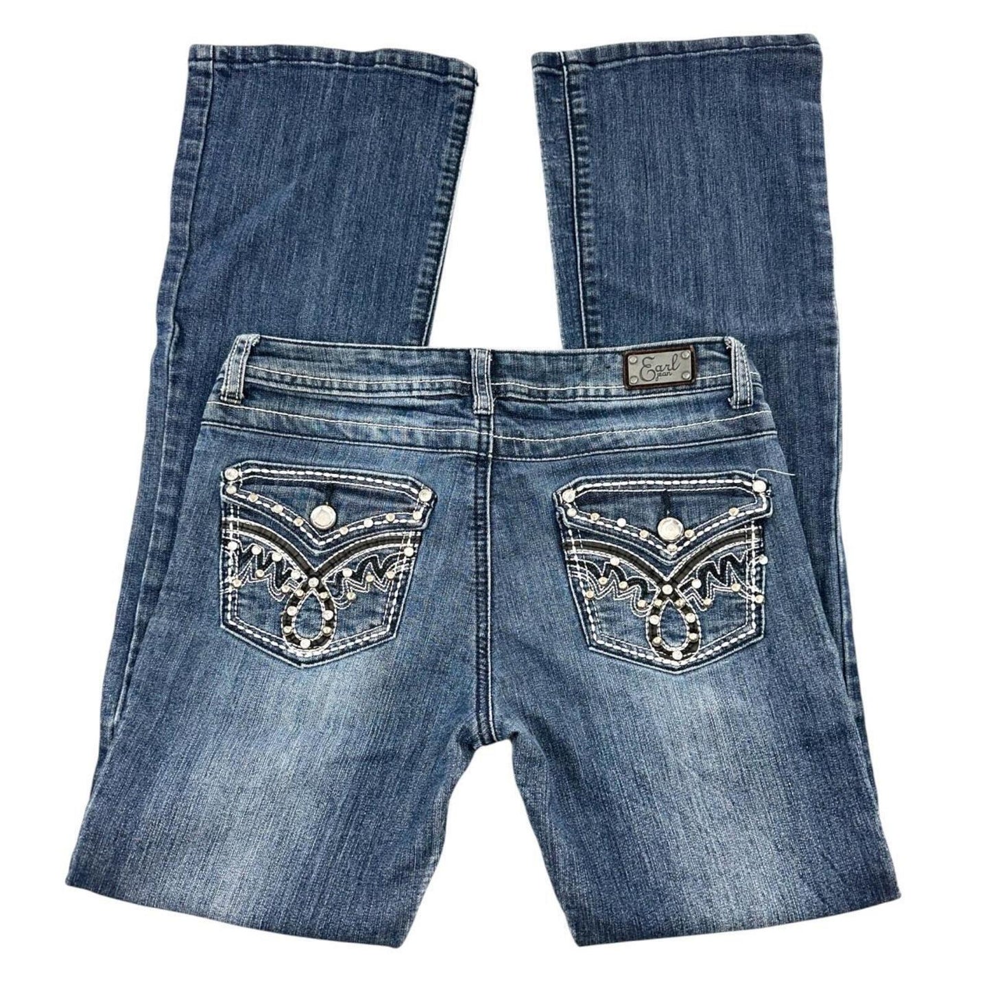 Earl Jean Y2K Bootcut Jeans Rhinestone Embellished Designer Denim Vintage Early
